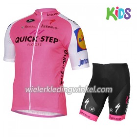 Set Wielershirt + Fietsbroek Kort 2017 Quick-Step Floors Kids N004